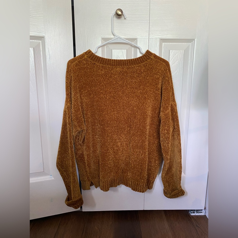 Women’s Ambiance Apparel Mustard Yellow Soft Fuzzy Sweater - Picture 5 of 5